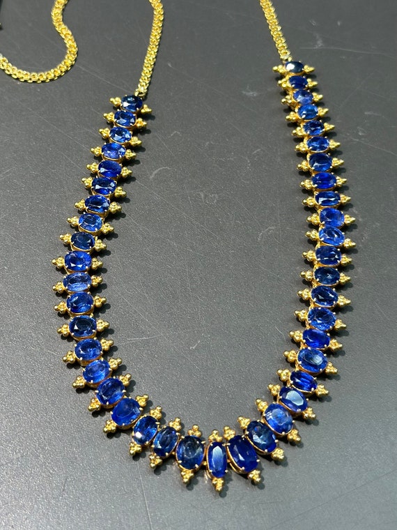24K Gold Graduated Sapphire Necklace