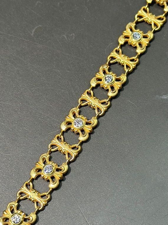 Art Nouveau 14K Gold Diamond Motif Bracelet