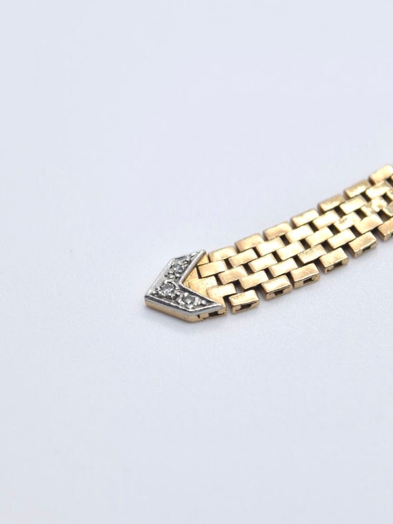 Retro 14K Gold Diamond Buckle Belt Ring - image 5