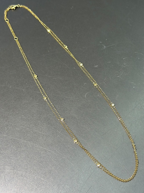 18K Gold Diamond Double Strand Diamond by the Yar… - image 2