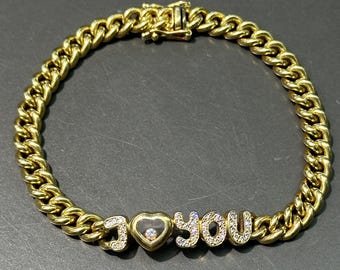 Chopard 18K Yellow Gold 0.39 CTW Happy Diamonds I Love You Curblink Bracelet