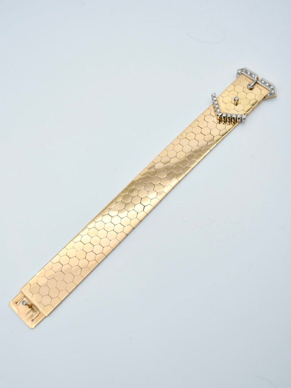 Retro 18K Gold Diamond Buckle Belt Bracelet