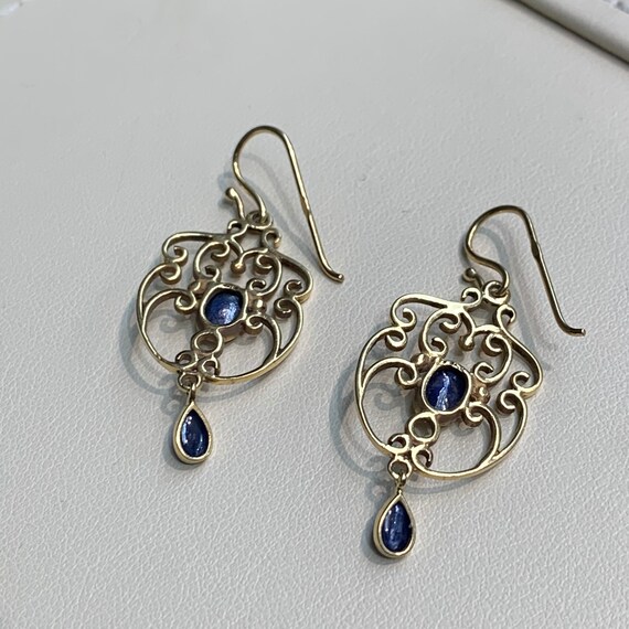 Natural Blue Sapphire Earring in 14K - image 4