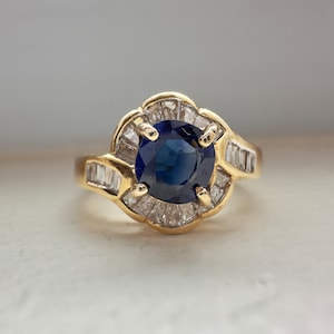 ヴィンテージ 14K ゴールドサファイアダイヤモンド リング ヴィンテージ 14K ゴールドサファイアダイヤモンド リング
