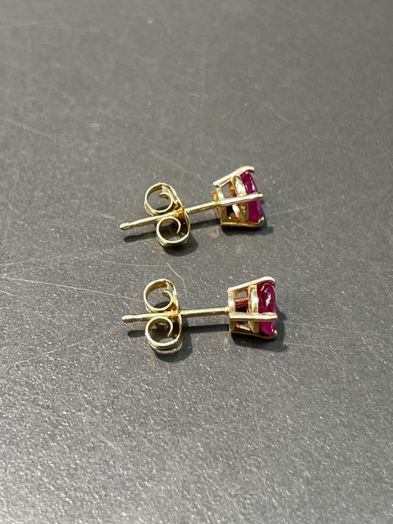 14K Yellow Gold Ruby Stud Earring - image 4