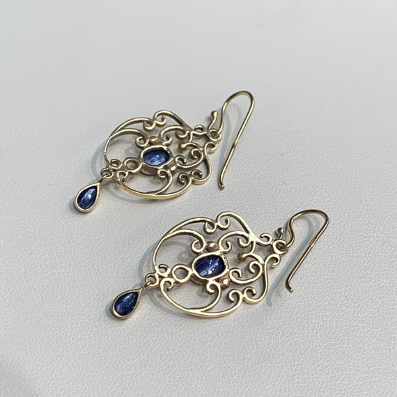 Natural Blue Sapphire Earring in 14K - image 5