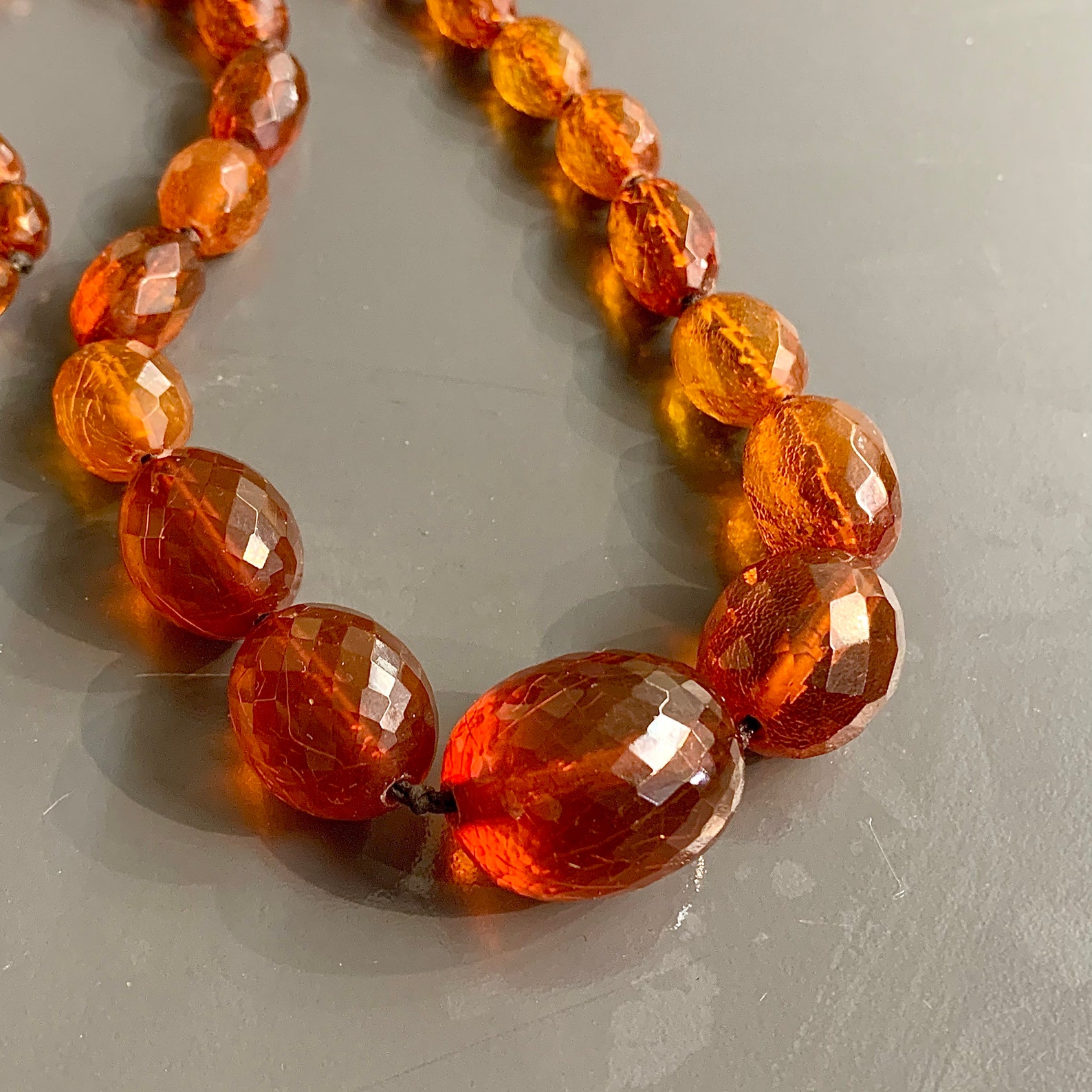 Vintage Amber Bead Necklace in 14K Gold Etsy