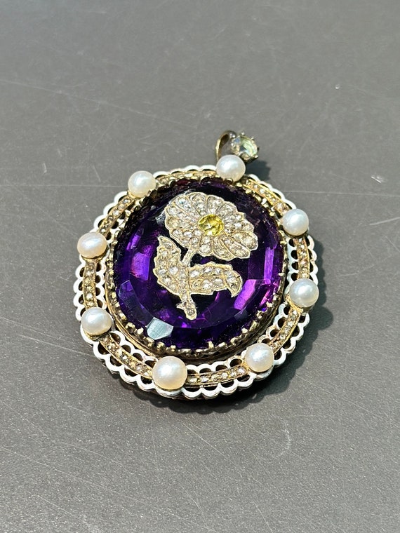 Victorian 14K Gold Amethyst and Rose Cut Flower E… - image 4