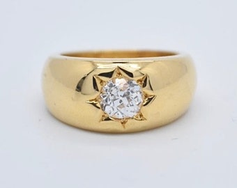 14K Gold Diamond Starburst Ring