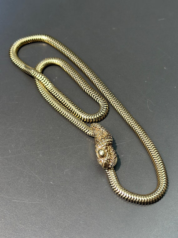 Vintage 14K Gold Serpent Snake Chain Necklace 18.0