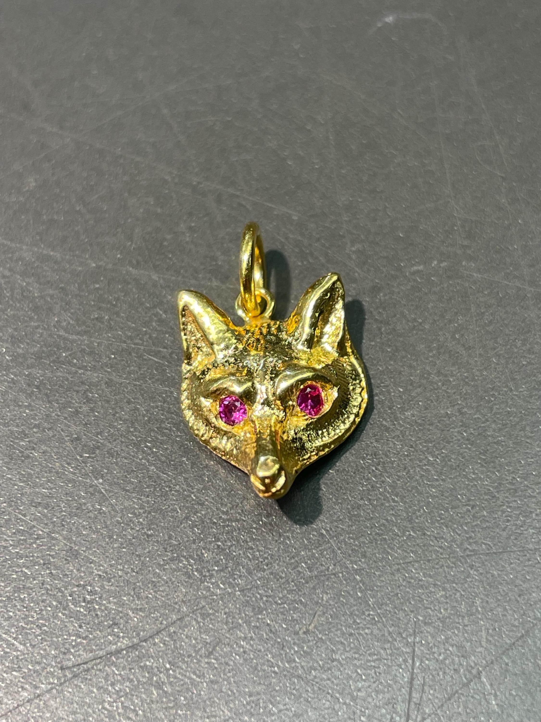 Antique 14K Yellow Gold Ruby Fox Charm - Etsy
