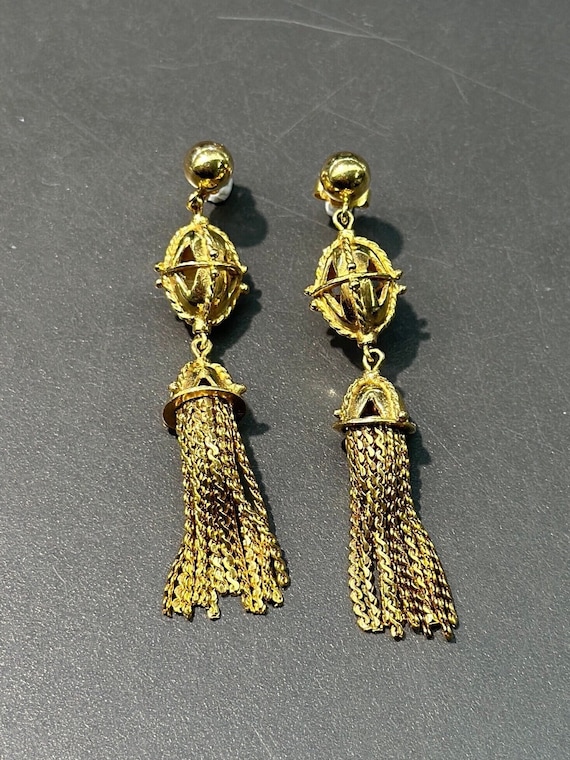 Victorian 14K Gold Tassel Earrings - image 1