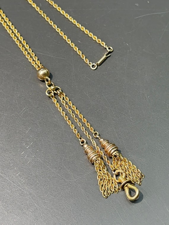 Victorian 14K Gold Tassel Necklace - image 2