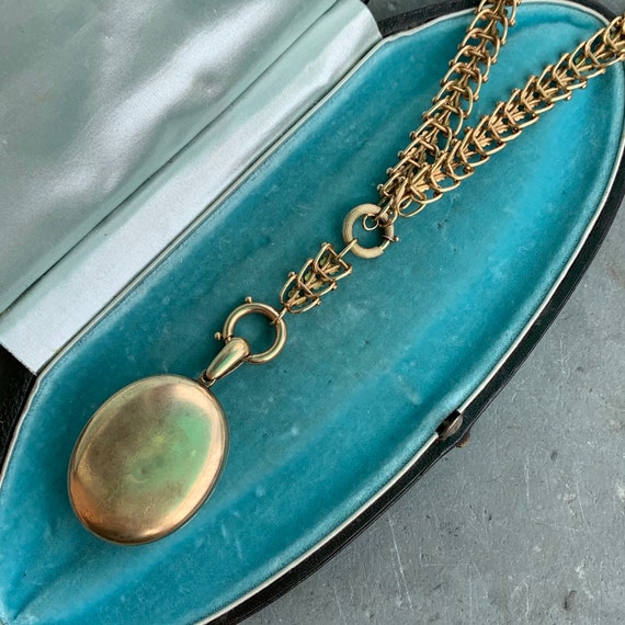Victorian 14K Gold Motif Locket Chain Pendant Nec… - image 3