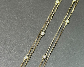 18K Gold Diamond Double Strand Diamond by the Yard Necklace