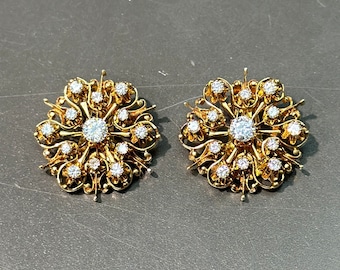 Victorian Style 14K Gold Diamond Cluster Earring