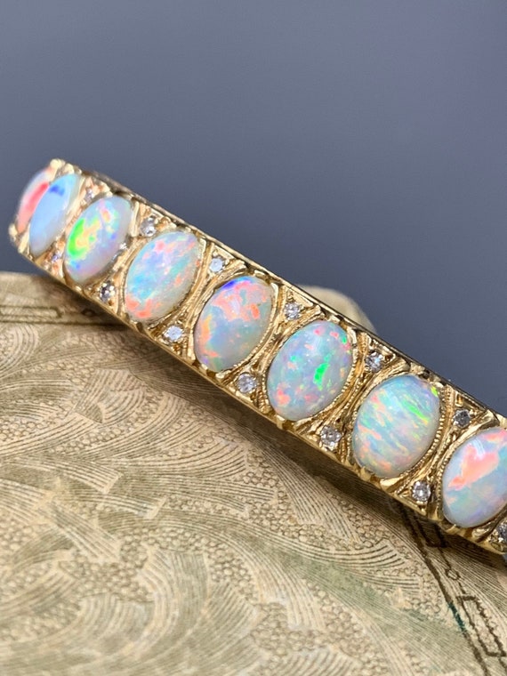 Victorian 14K Gold Opal and Diamond Bracelet