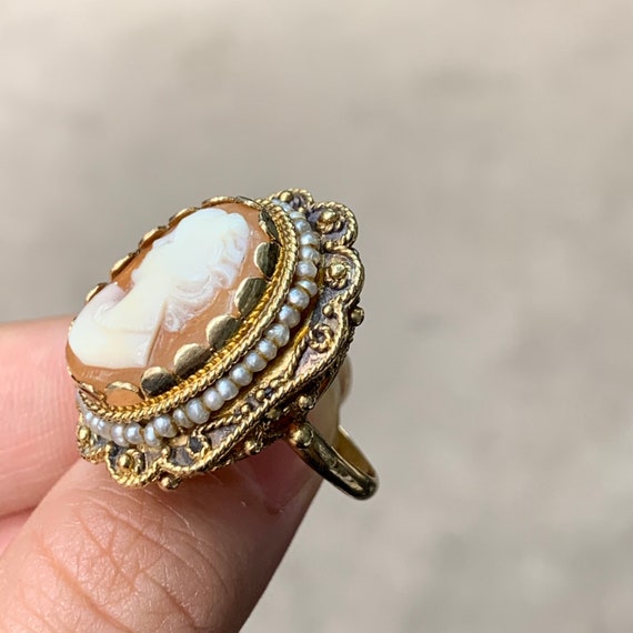 Antique Victorian 14K Yellow Gold Cameo and Seed … - image 4