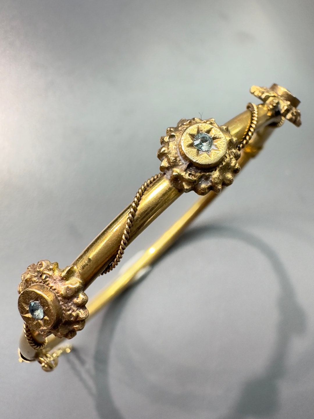 Antique Style 14K Gold Paste Starburst Twisted Rope Bangle Bracelet - Etsy