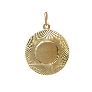Vintage 14K gult guld motor vänd cirkel berlock
