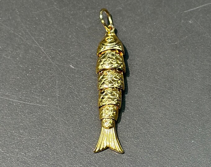 Vintage 18K Gold Articulated Fish Charm Etsy