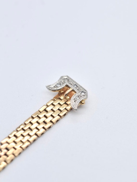 Retro 14K Gold Diamond Buckle Belt Ring - image 4