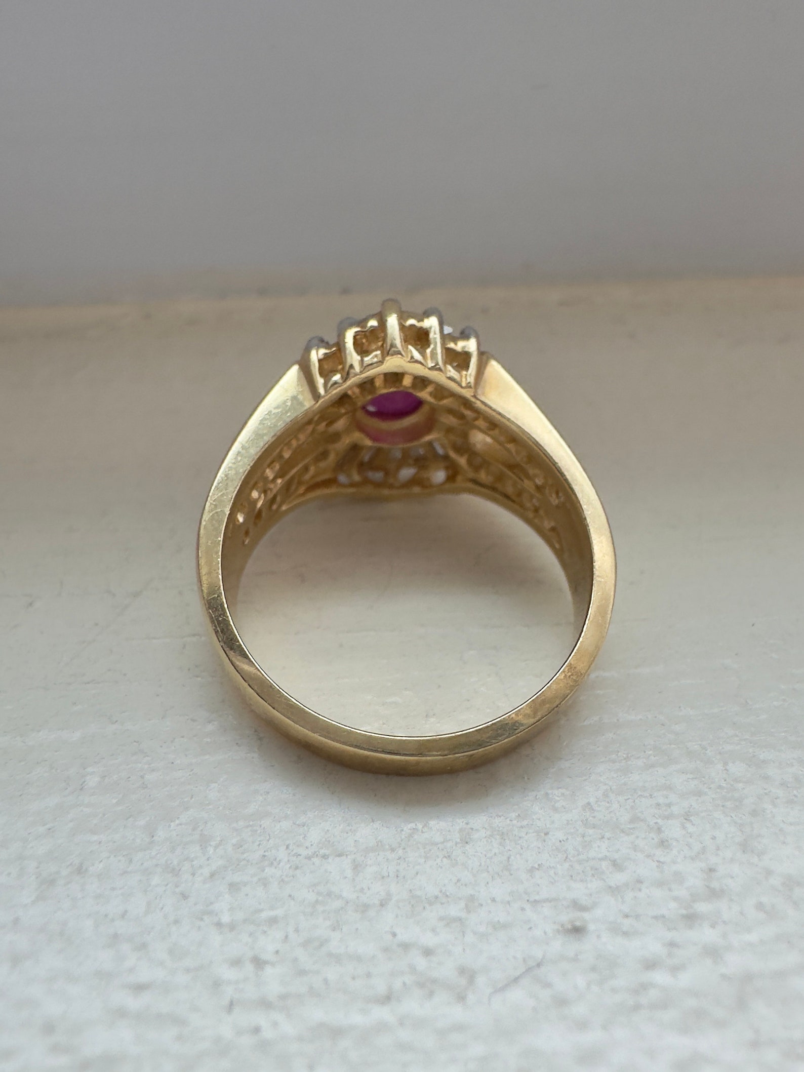 Vintage 14K Gold Ruby Diamond Ring - Etsy