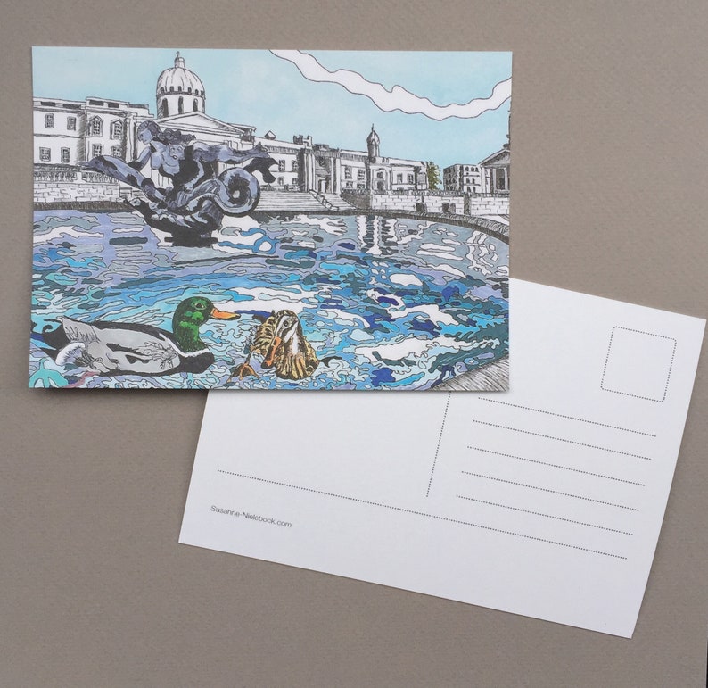 London Postcard Set Travel Postcard Illustrated Landmarks Stationary Cards UK Artist Set of 7 A6 image 2