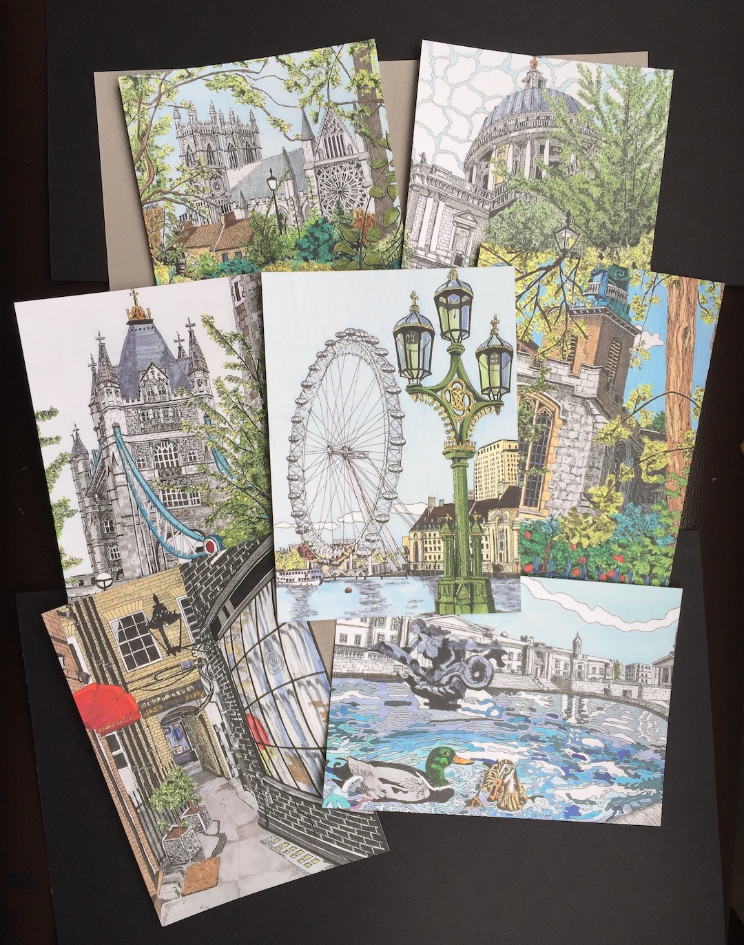 London Postcard Set Travel Postcard Illustrated Landmarks Etsy UK