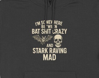 Sudadera con capucha con gráfico de calavera de murciélago / Estoy completamente loco, completamente loco