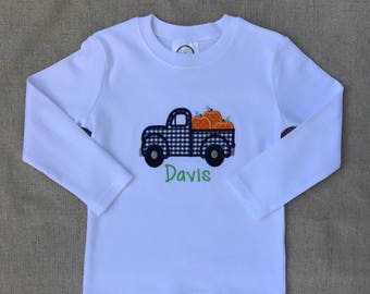 Boys Pumpkin Truck Shirt, Pumpkin Shirt
