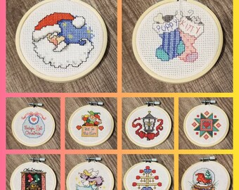 Holiday Ornaments, Christmas Ornaments, Santa, Reindeer, Stockings, Fireplace, Presents, Wreath, Ornaments, Cross stitch