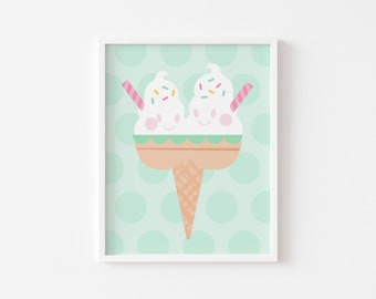 Ice Cream Cones - "Olive and Scarlet"