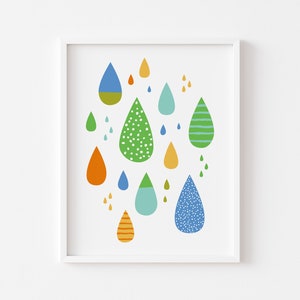 Raindrops - Blue Multi