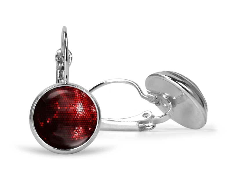 Red earrings dangle Dance party Cute earrings Disco Circle dangle earrings Party dangles Sparkling earrings Cool earrings Disco ball