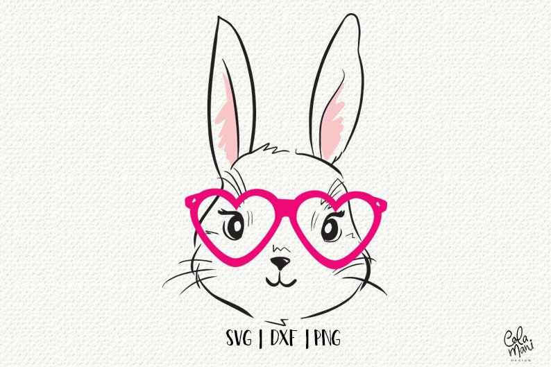 Download Bunny Face SVG Heart Glasses Cute Rabbit Happy Easter SVG ...