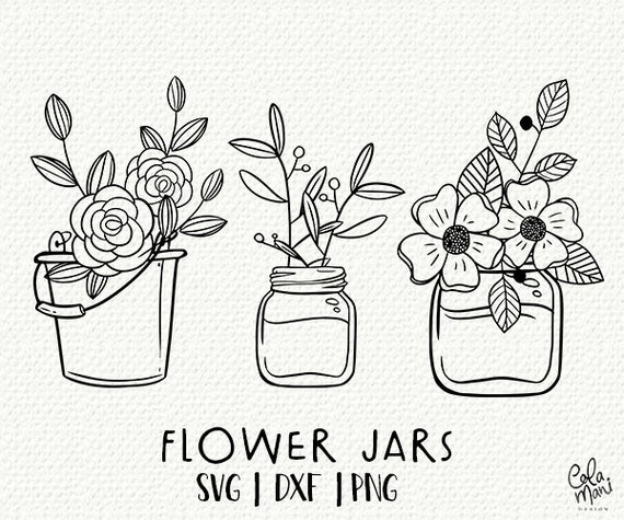 Flower Jars Bundle Svg Wild Flower Bouquet Spring Svg Etsy