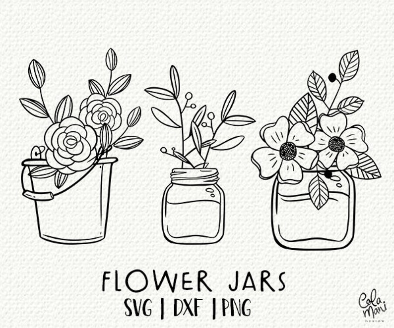 Download Flower Jars Bundle SVG Wild Flower Bouquet Spring SVG | Etsy