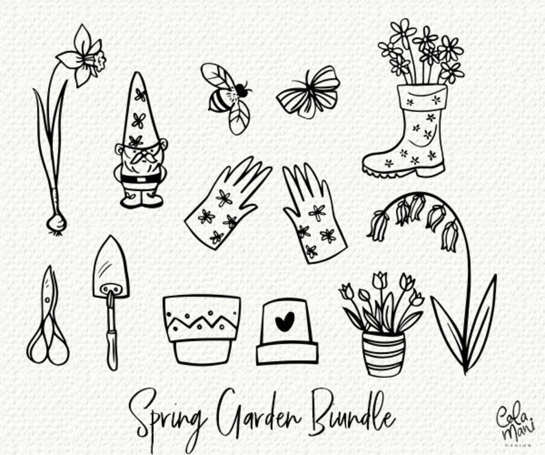 Download Spring Garden Bundle SVG cut file Hand drawn clipart Gnome ...