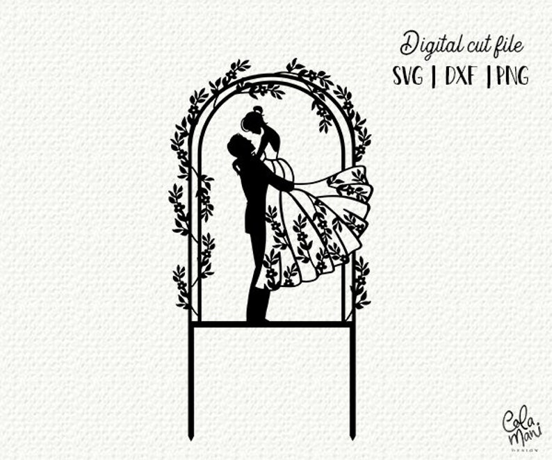 Download Wedding Cake topper SVG Romantic Bride Couple Flower dress ...