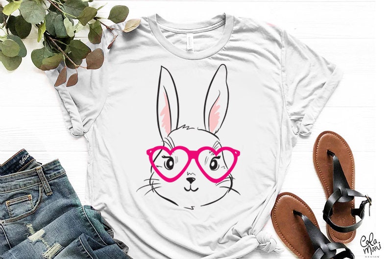 Download Bunny Face SVG Heart Glasses Cute Rabbit Happy Easter SVG ...