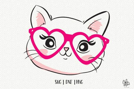 Download Cat Face Svg Heart Glasses Cute Cat Meow Valentine S Etsy Yellowimages Mockups