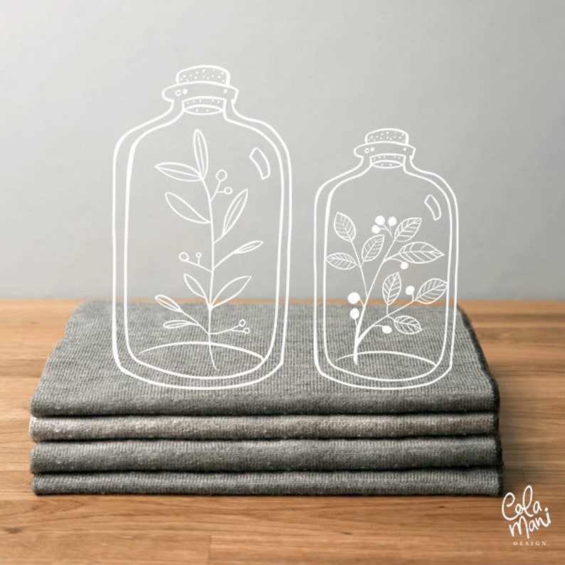 Spring Clipart Silhouette Cameo Cricut Svg Dxf Png Blooming Plants Cut file Flower Bottle Terrarium Bundle SVG Leaves Wild Flowers