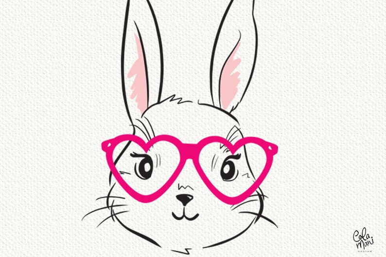 Download Bunny Face SVG Heart Glasses Cute Rabbit Happy Easter SVG ...
