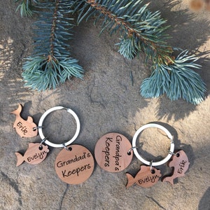 Porte-clés en bois pour grand-père ou papa, poisson