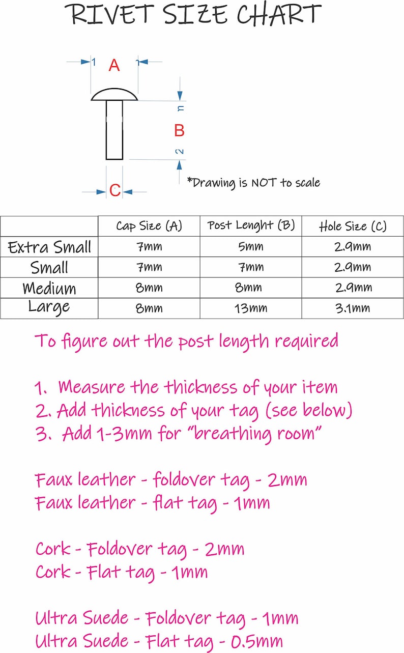 Double Cap Rivets, Stud Rivets, Leather Repair, Small 7x7, Medium 8x8 ...