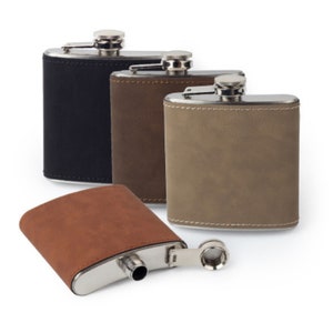 Engraved Flask, Monogrammed Flask, Hip Flask, Leather, Flask For Groomsmen, Wedding Flask Sets