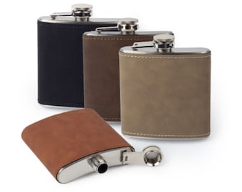 Engraved Flask, Monogrammed Flask, Hip Flask, Leather, Flask For Groomsmen, Wedding Flask Sets