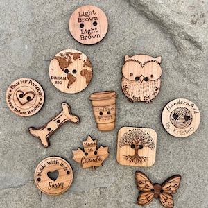 Buttons, Buttons, Buttons!!!! , Sew on Tags, Craft Button any shape or size available, customize your own wood buttons