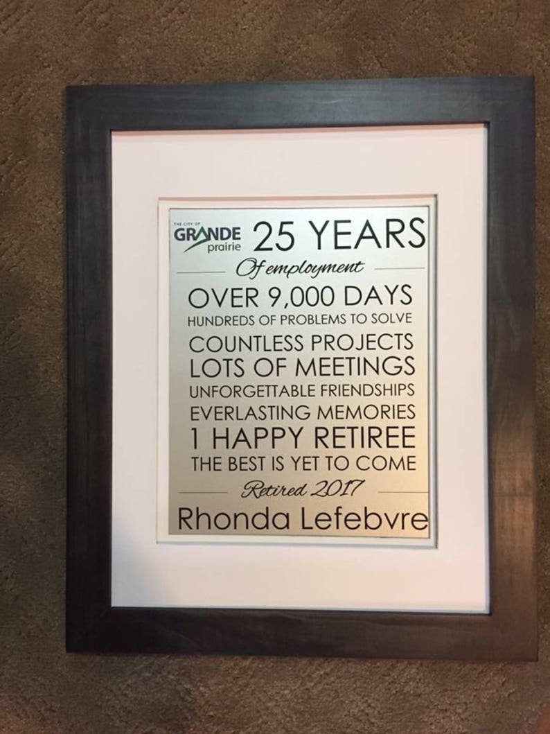 Laser Engraved Wooden Retirement Board or Anniversary Plaque Etsy Canada